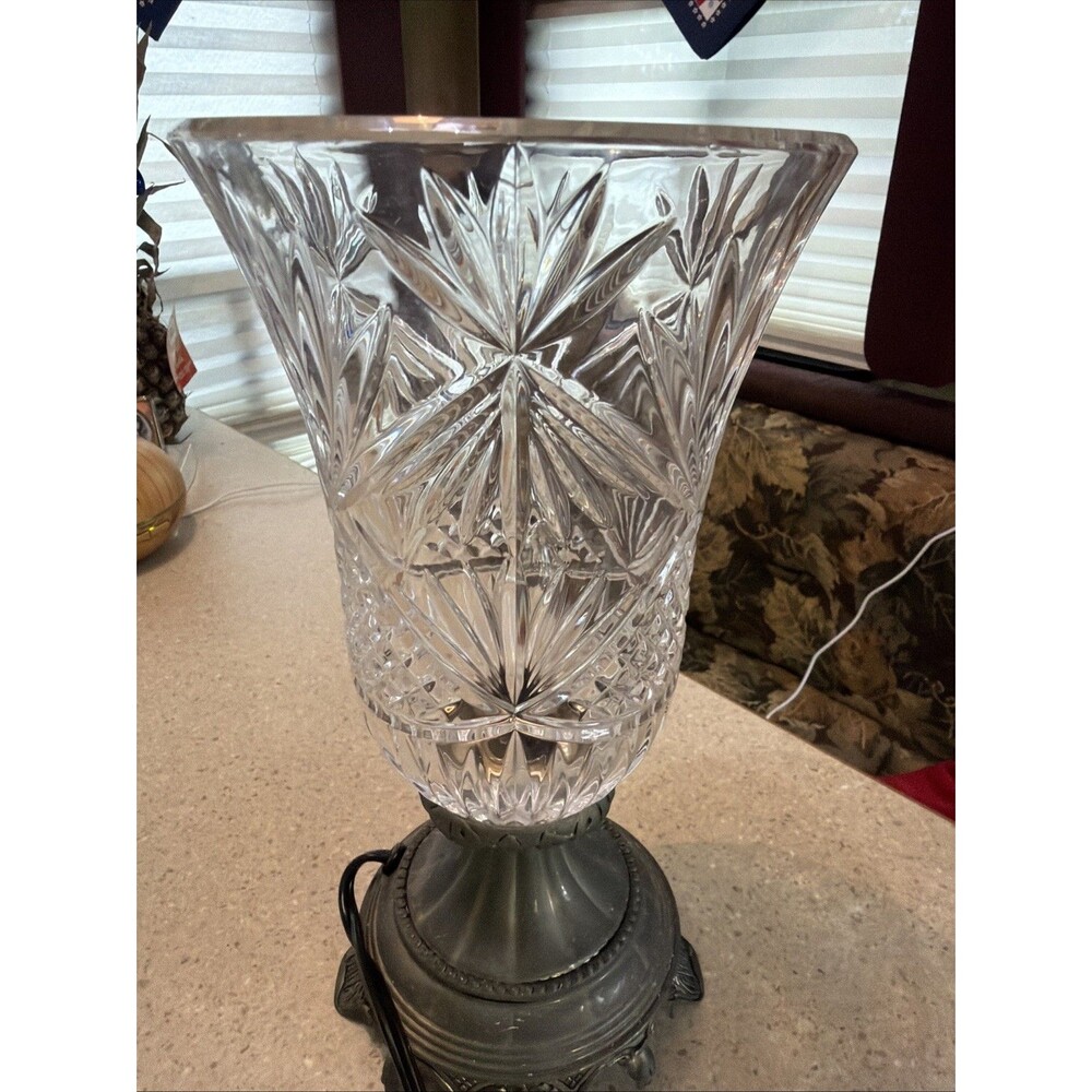 Vintage Godinger Lamp W/ Shannon Irish Crystal Cut Glass Globe & Silver Base.EUC - Picture 14 of 15